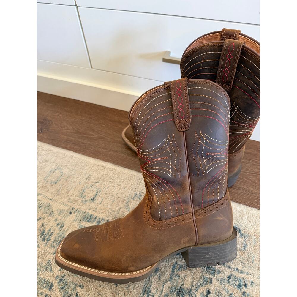 Ariat Sport Wide Square Toe Leather Cowboy Boots Men’s Sz 7.5 - Picture 4 of 10
